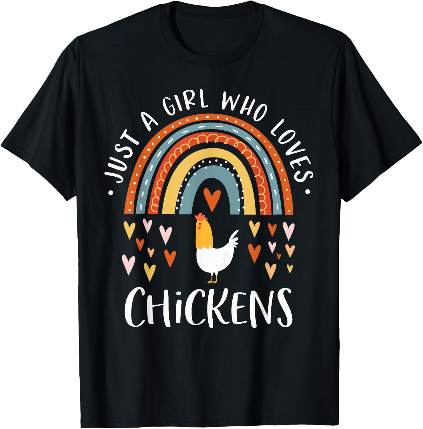 Just A Girl Who Loves Chickens Rainbow Gifts Poultry Lover T-Shirt - T-Shirt | Black