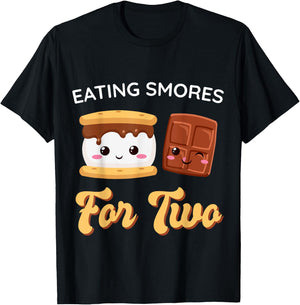 Kawaii Eating Smores for Two Pregnancy Announcement Women T-Shirt - T-Shirt | Black