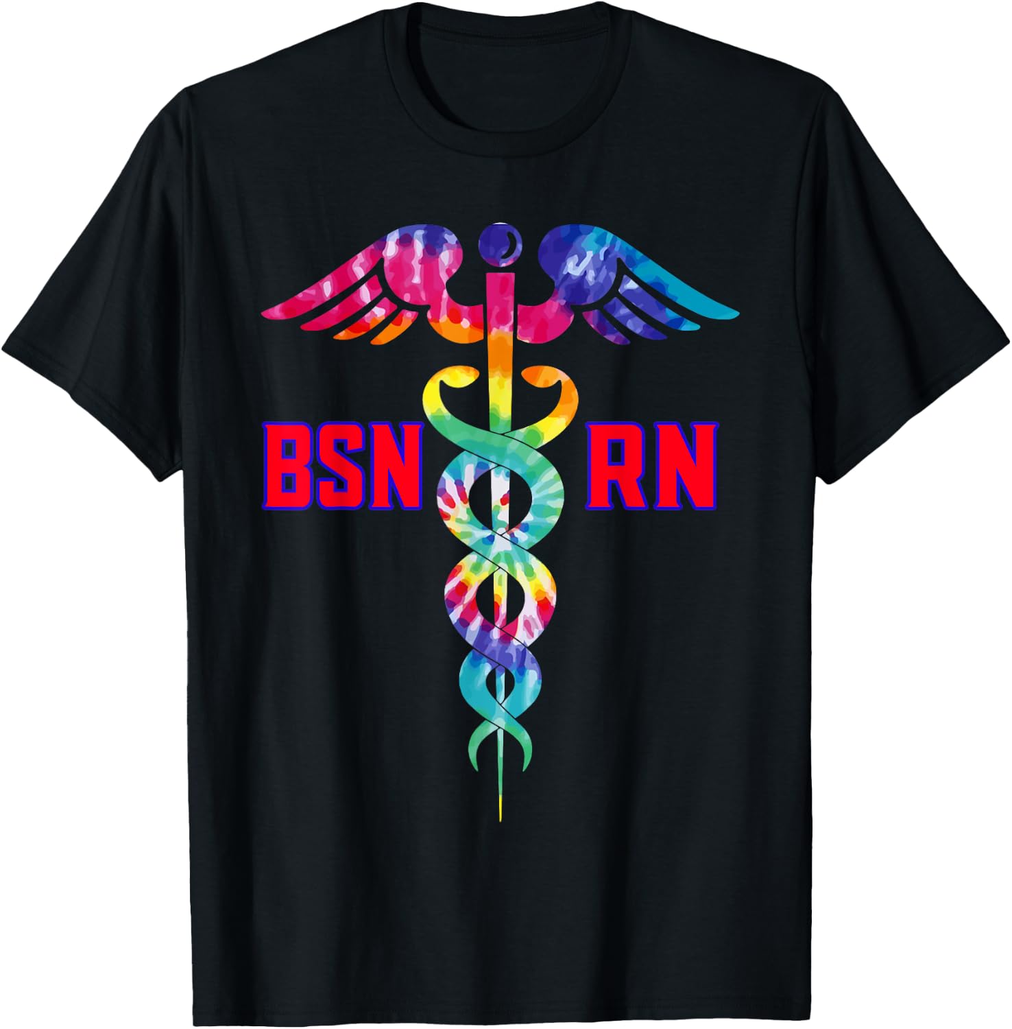 BSN Registered Nurse RN Caduceus Nursing Tie Dye T-Shirt - T-Shirt | Black