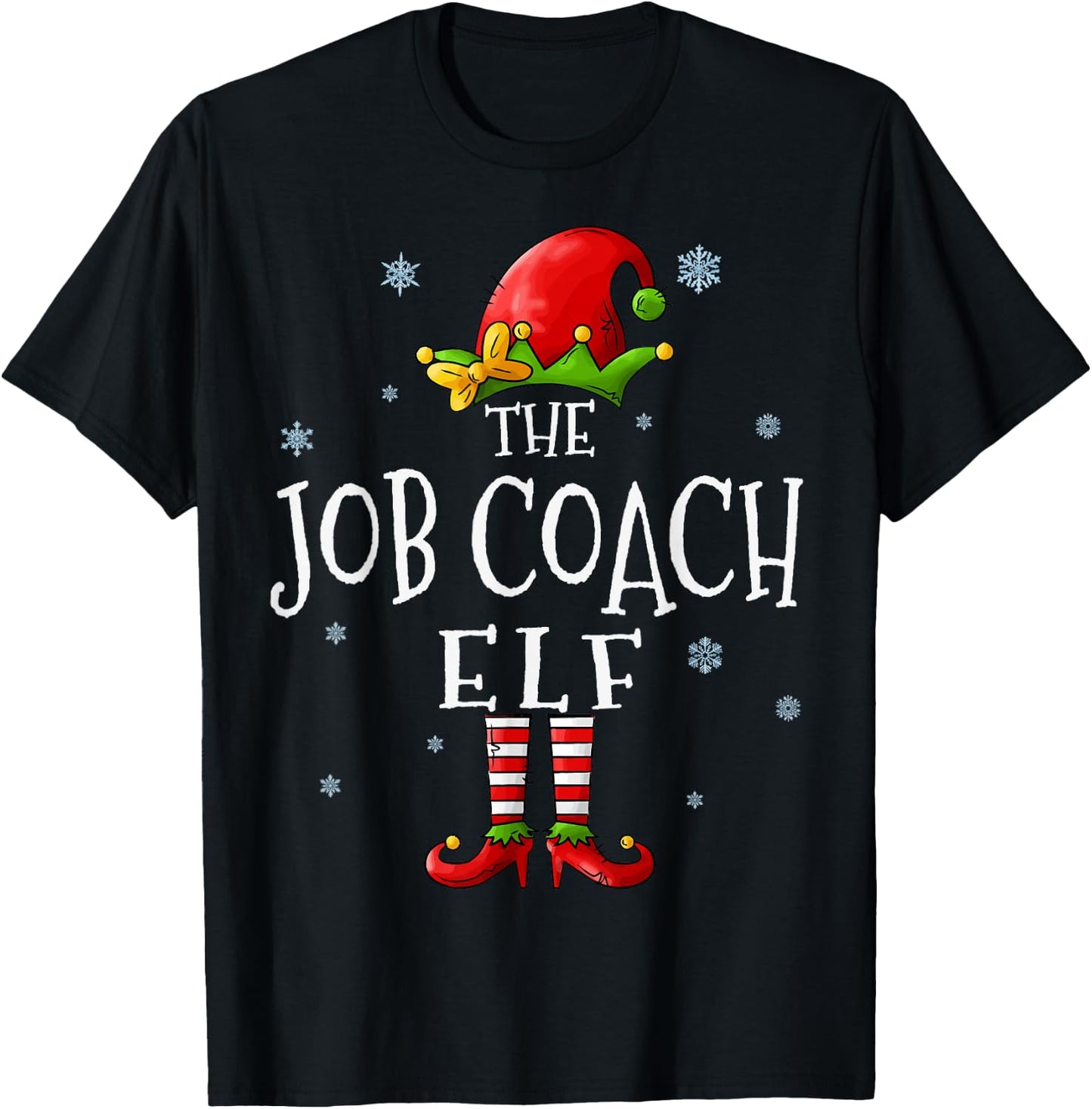 The Job Coach Elf Squad Funny Xmas Groupe Matching Christmas T-Shirt - T-Shirt | Black