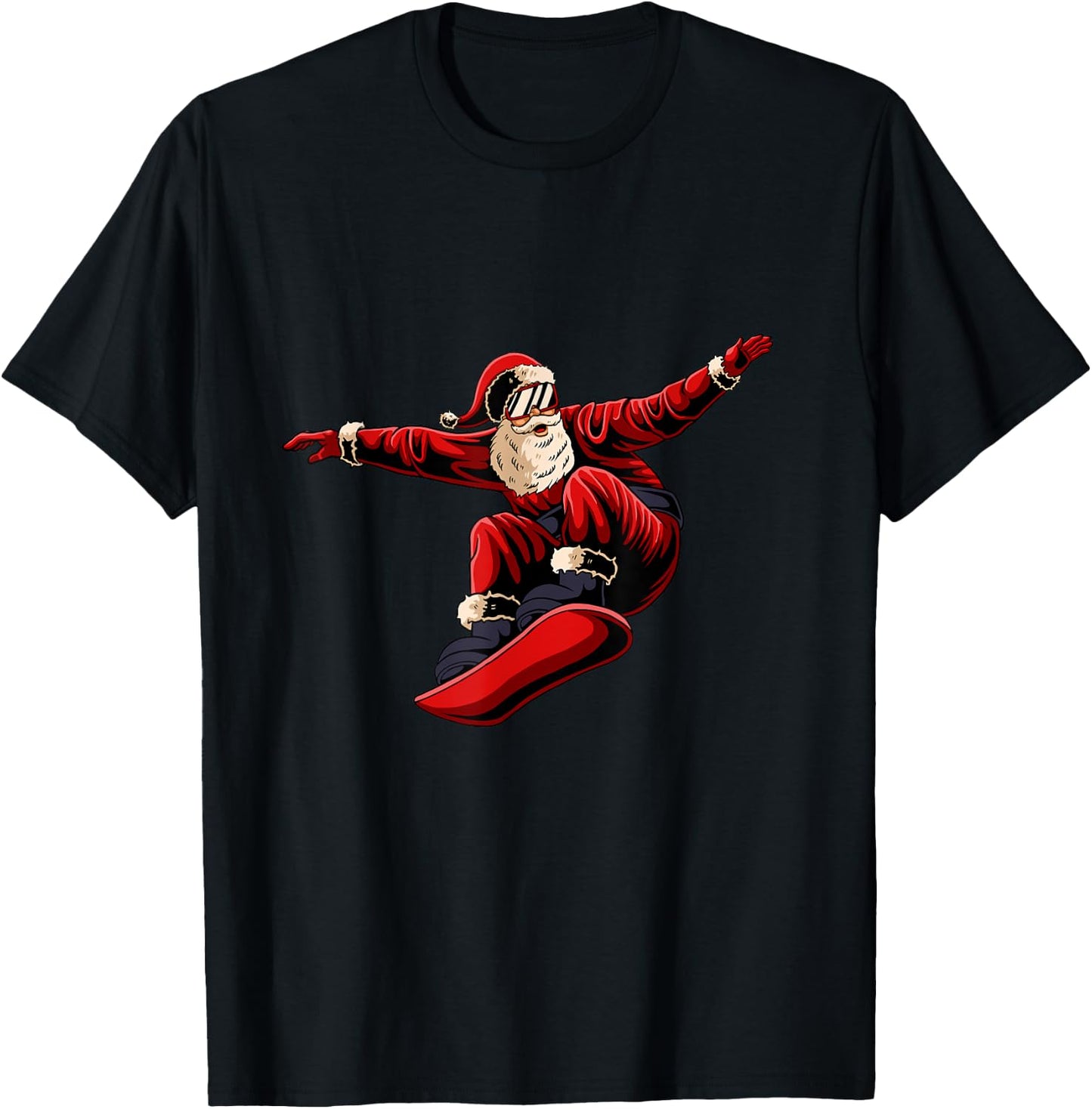 Santa Snowboarding Christmas Pajama Snowboard Sport X-Mas T-Shirt - T-Shirt | Black