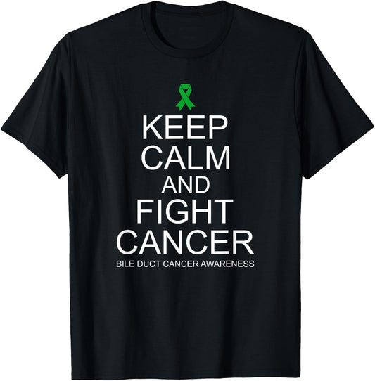 Bile Duct Cancer Keep Calm Fight Cancer Cholangiocarcinoma T-Shirt - T-Shirt | Black