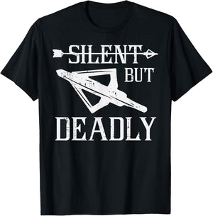Bow Hunting Arrowhead Silent But Deadly Archer Men Women Kid T-Shirt - T-Shirt | Black