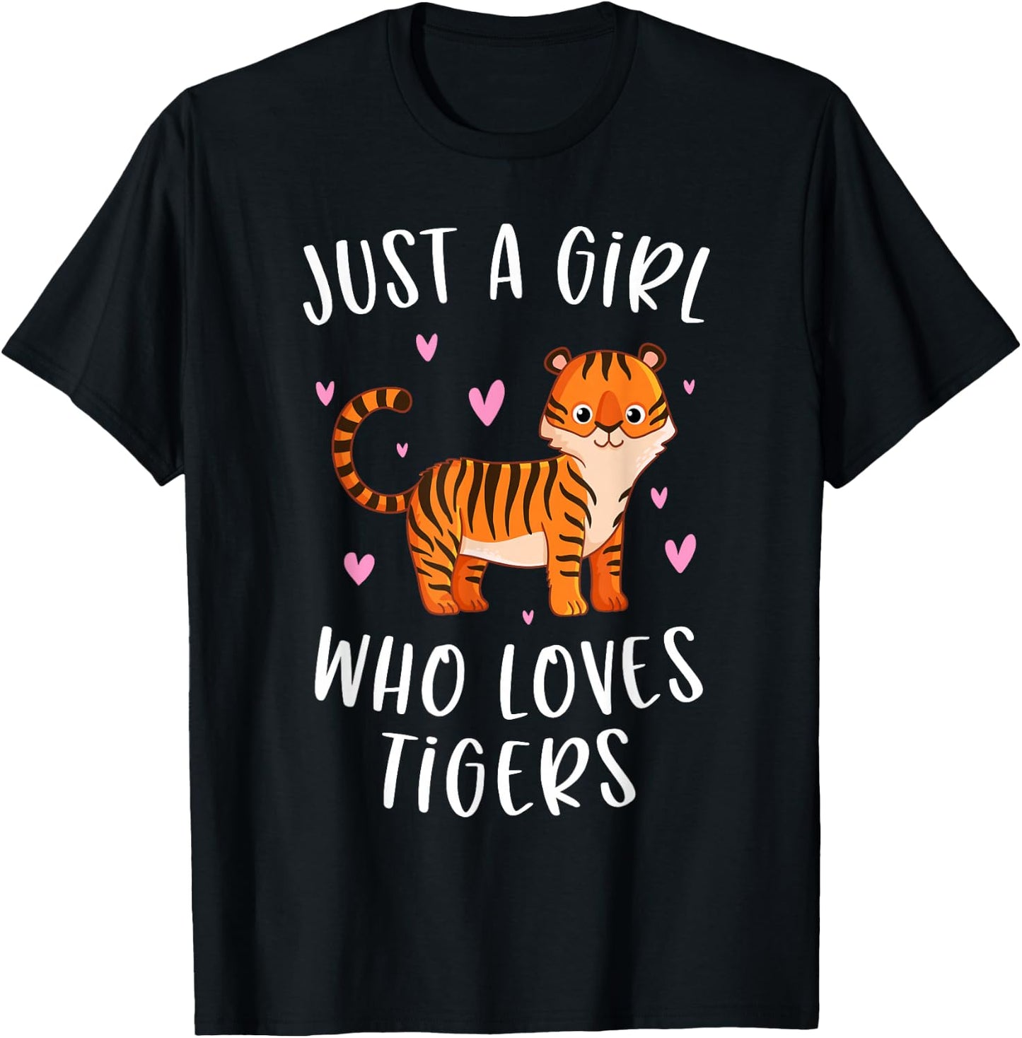 Just A Girl Who Loves Tigers Cute Tiger Lover T-Shirt - T-Shirt | Black