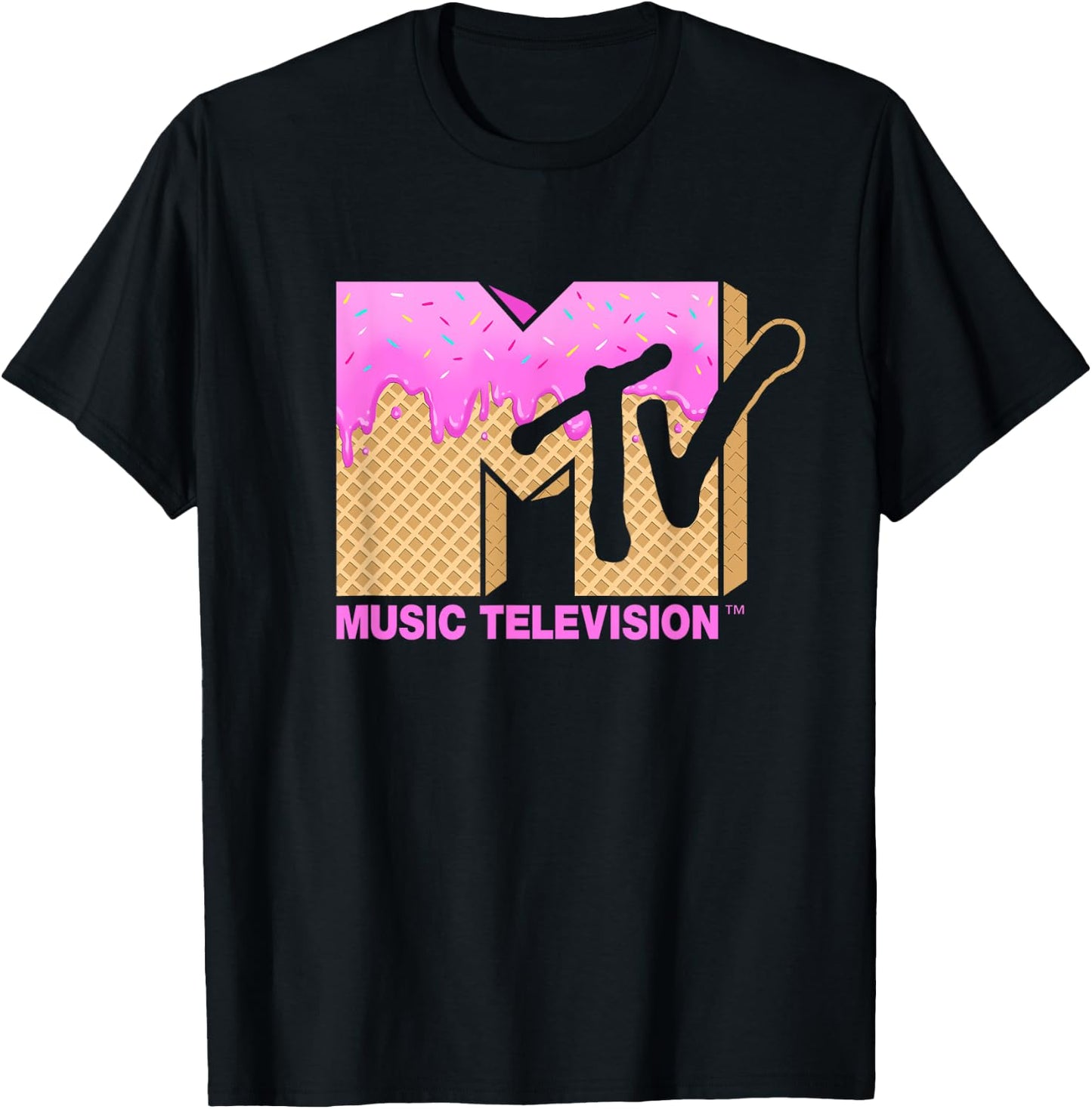 Mademark x MTV - Ice Cream MTV Logo Classic Music Television T-Shirt - T-Shirt | Black