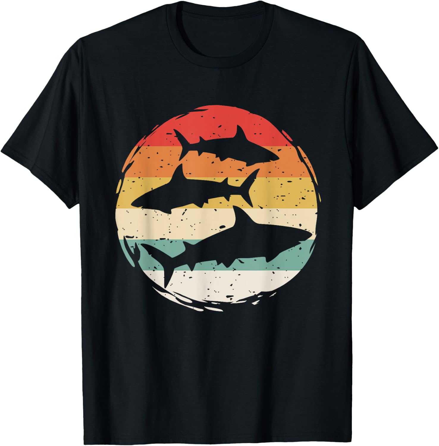 Sharks Vintage 80s Retro Clothes Shark Party in The Sea T-Shirt - T-Shirt | Black