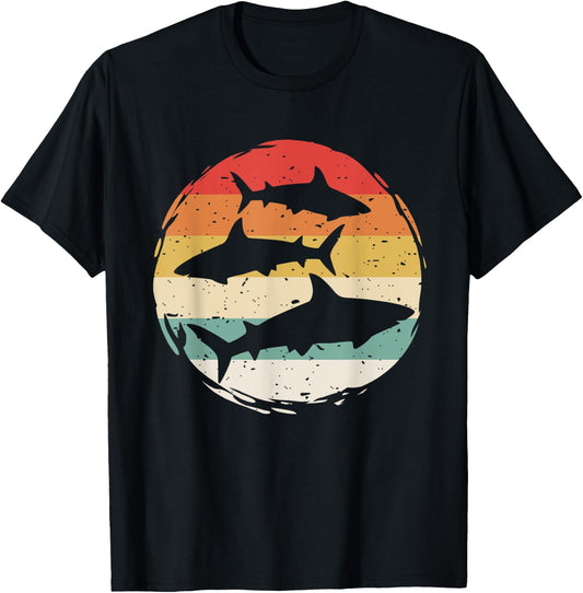 Sharks Vintage 80s Retro Clothes Shark Party in The Sea T-Shirt - T-Shirt | Black