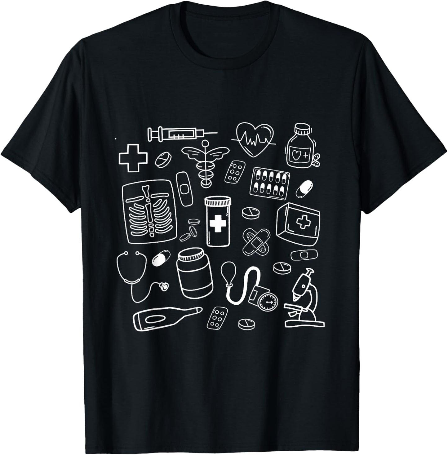 Medical Doodles Nurse Healthcare Profession Women T-Shirt - T-Shirt | Black