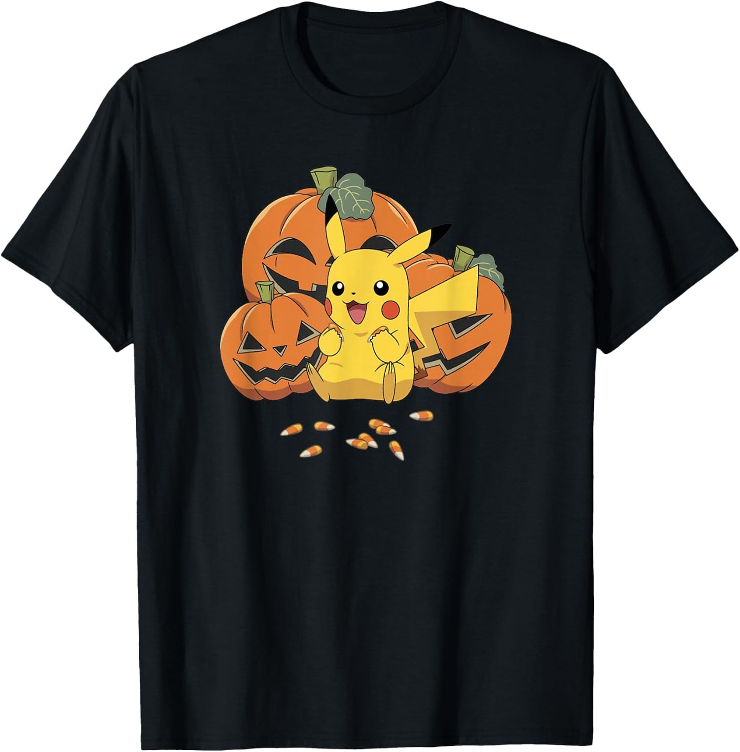 Pokémon Halloween Pikachu Cute Pumpkin Candy Corn T-Shirt - T-Shirt | Black