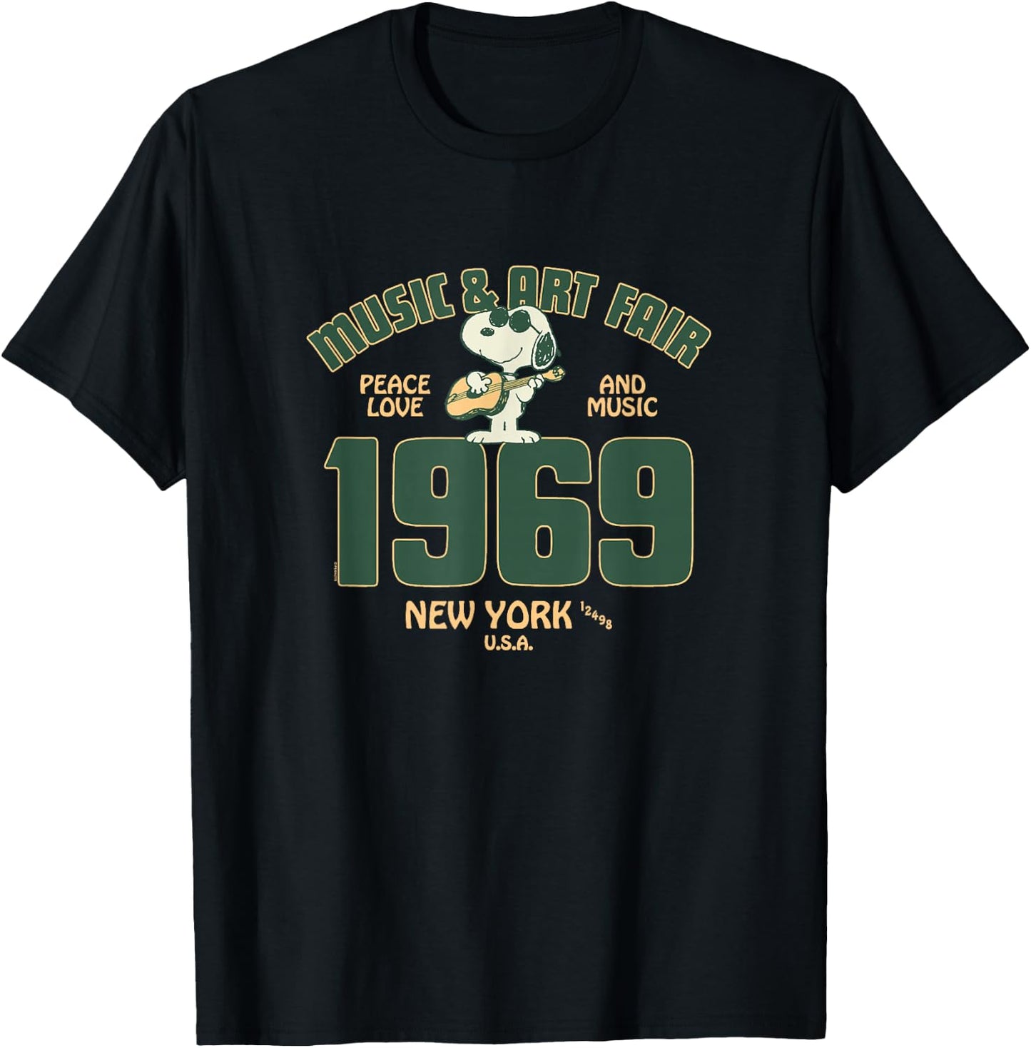 Peanuts - Snoopy 1969 Music And Art T-Shirt - T-Shirt | Black