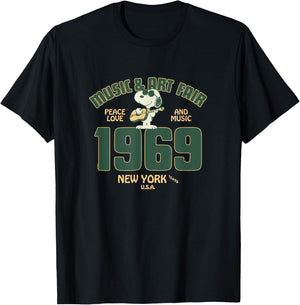 Peanuts - Snoopy 1969 Music And Art T-Shirt - T-Shirt | Black