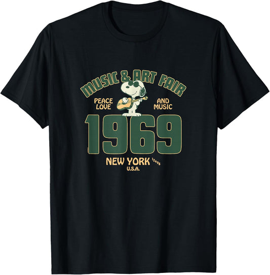 Peanuts - Snoopy 1969 Music And Art T-Shirt - T-Shirt | Black