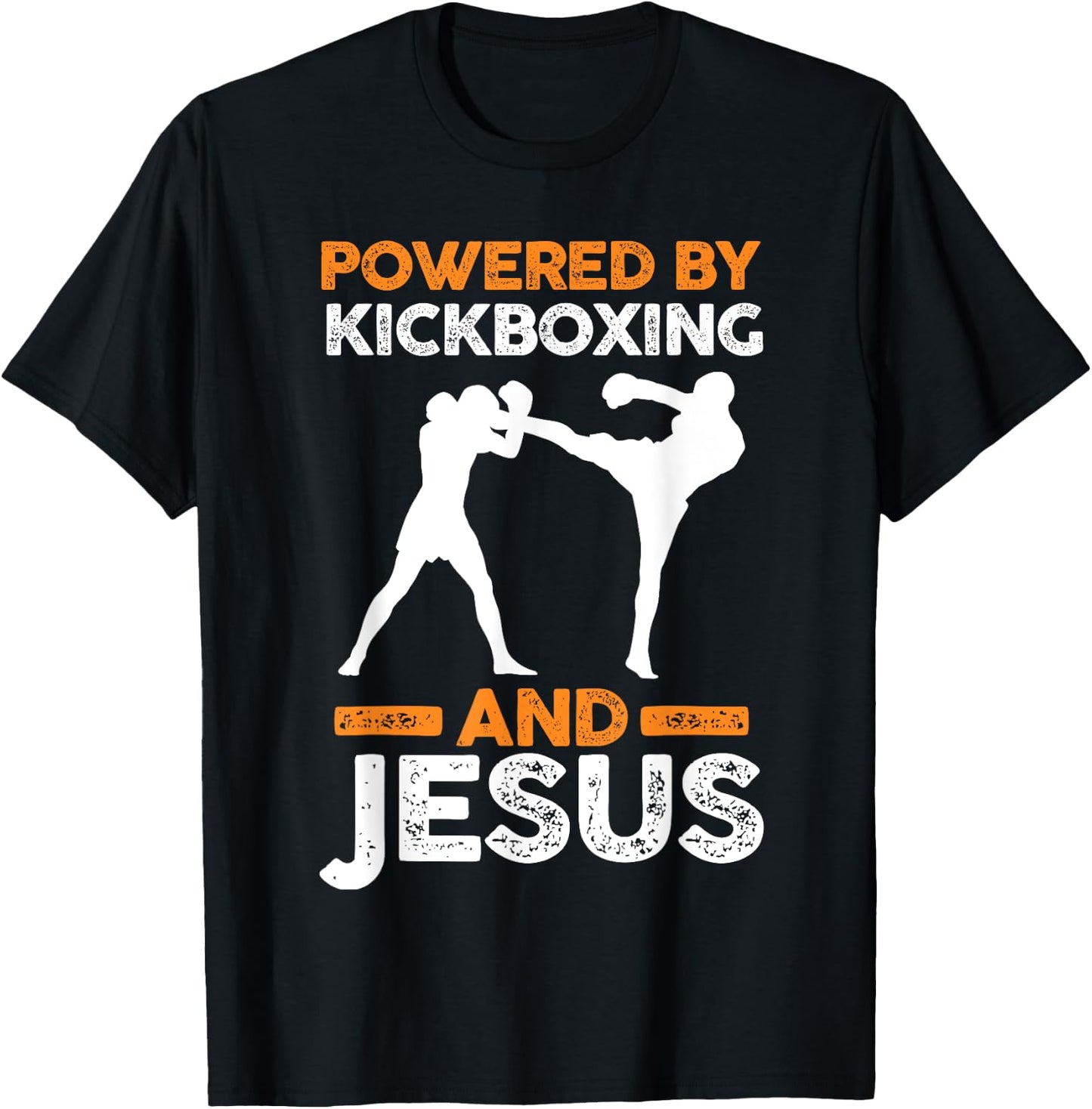 Powered by Kickboxing and Jesus T-Shirt - T-Shirt | Black
