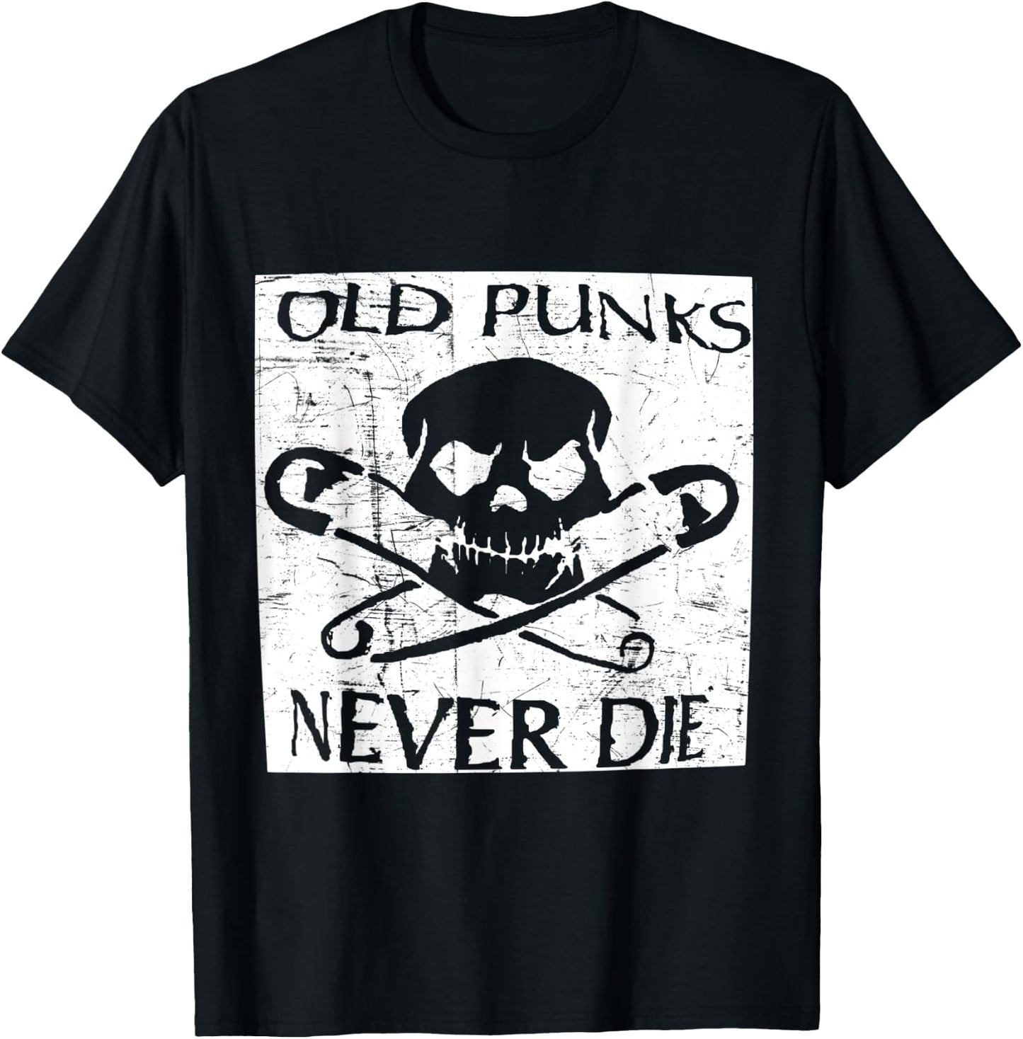 Punk Rock Fans Old Punks Never Die Vintage Distressed Music T-Shirt - T-Shirt | Black