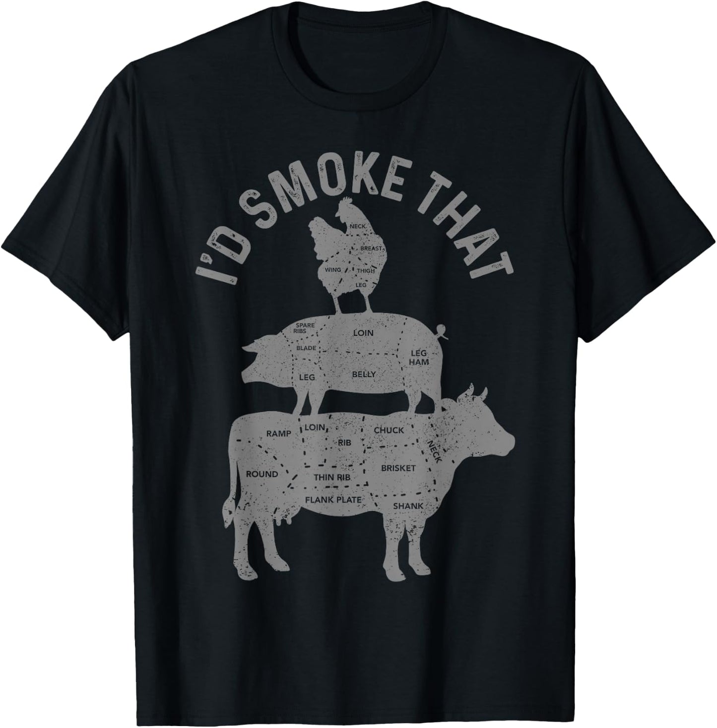 Chef Butcher BBQ I'd Smoke That Pork Beef Funny Father's Day T-Shirt - T-Shirt | Black