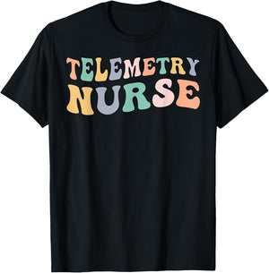 Groovy Telemetry Nurse Telemetry Unit T-Shirt - T-Shirt | Black