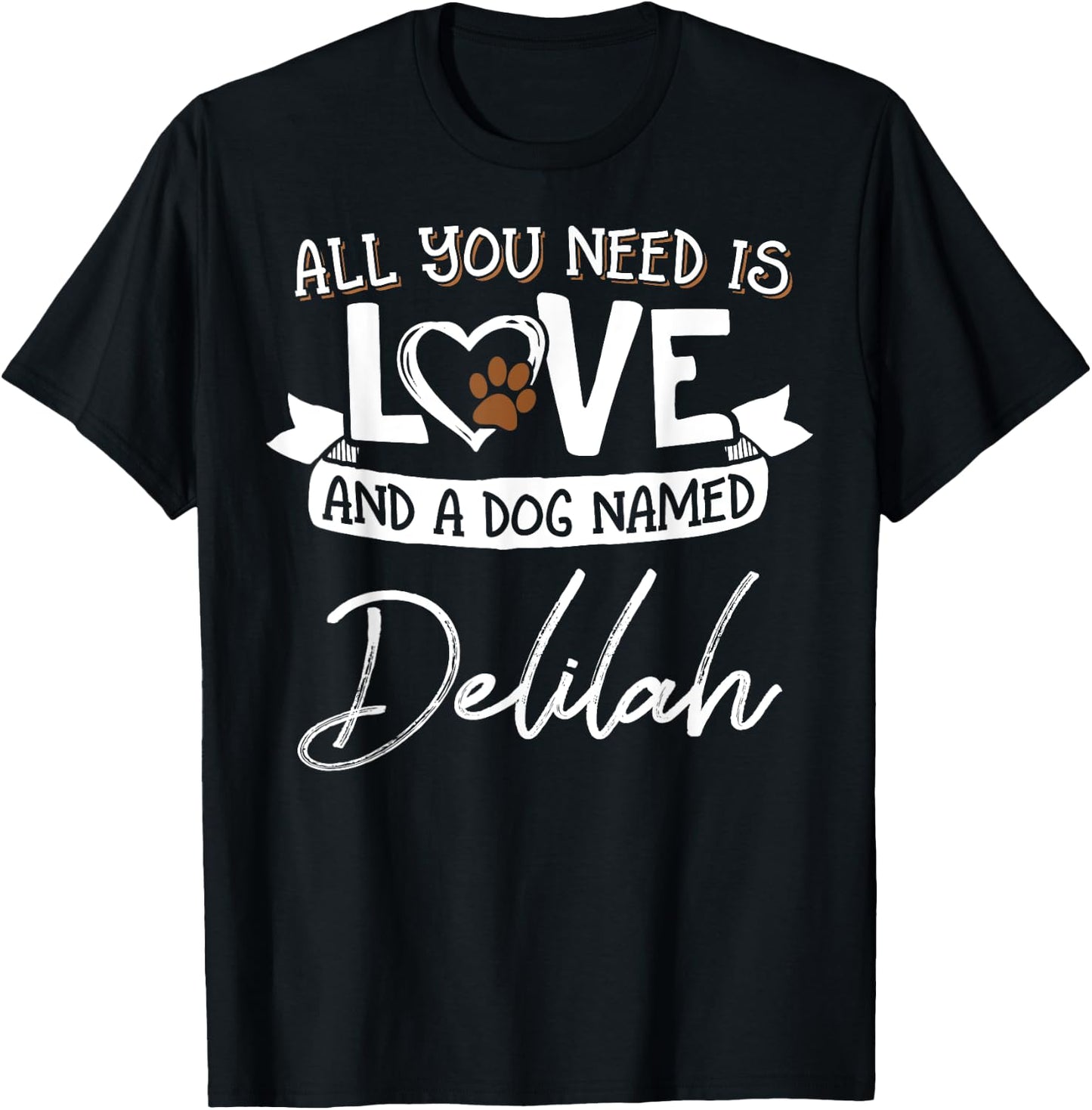 Cute Dog Named Delilah Design and Men T-Shirt - T-Shirt | Black