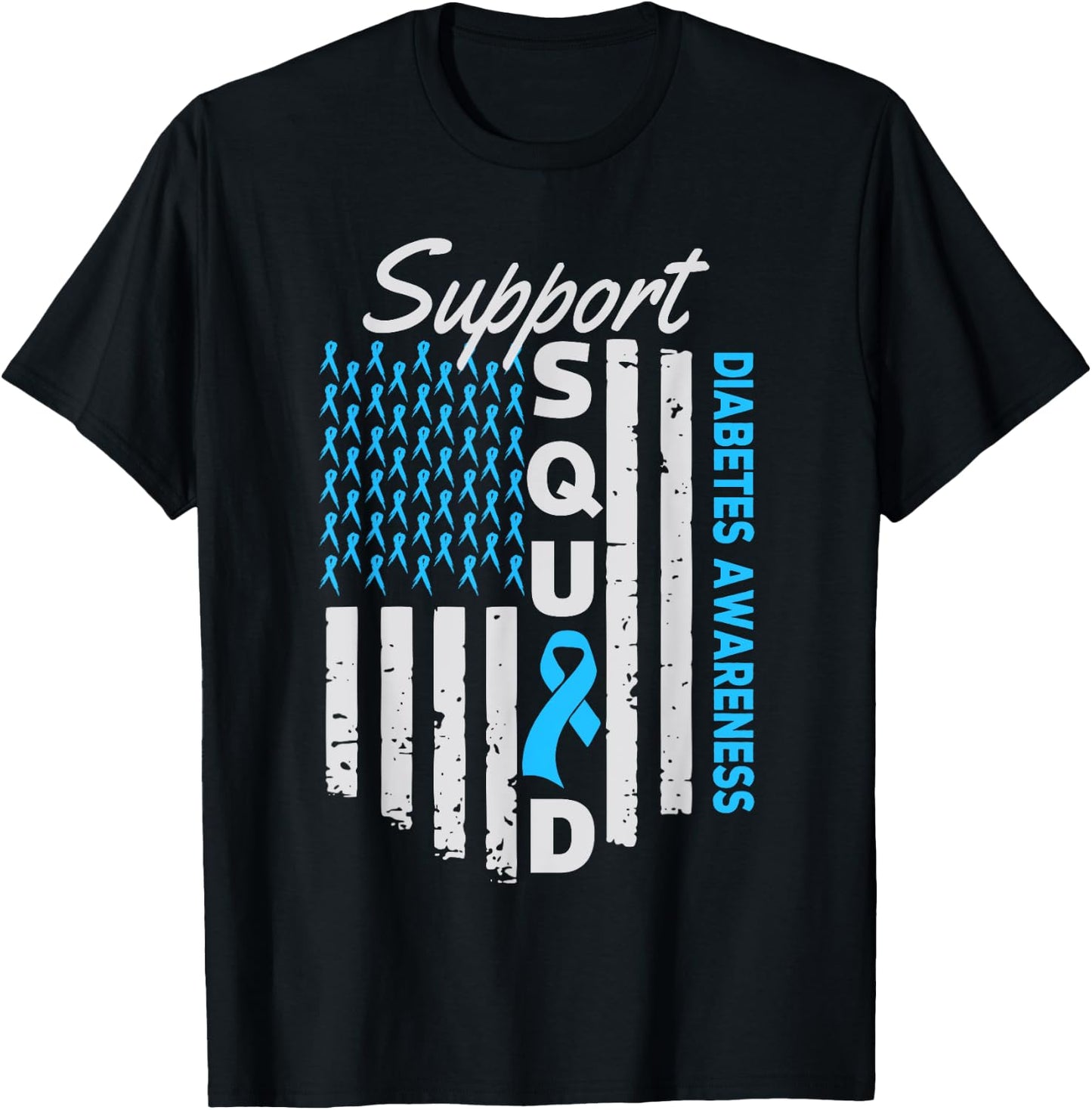 Support Squad USA Flag Type 2 Type 1 Diabetes Awareness Kids Men T-Shirt - T-Shirt | Black