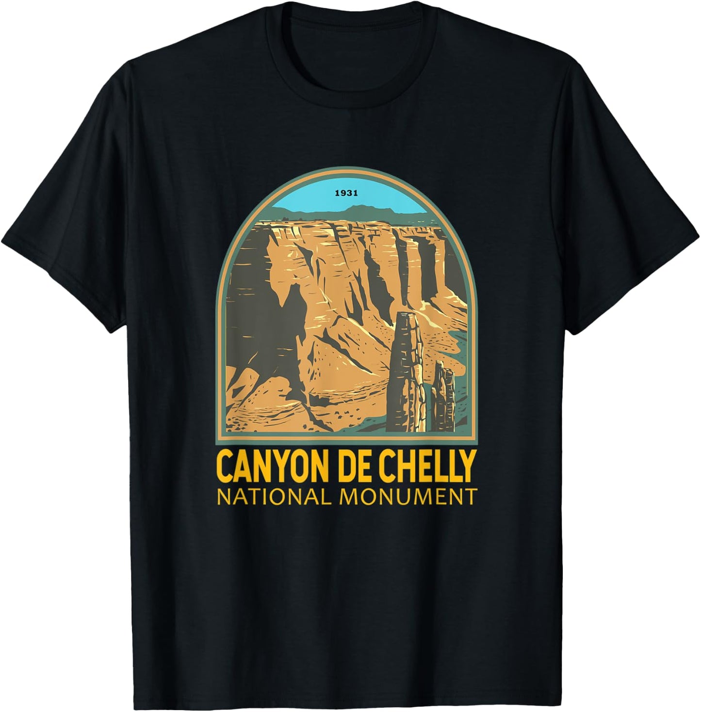 Canyon de Chelly National Monument Arizona Emblem Vintage T-Shirt - T-Shirt | Black