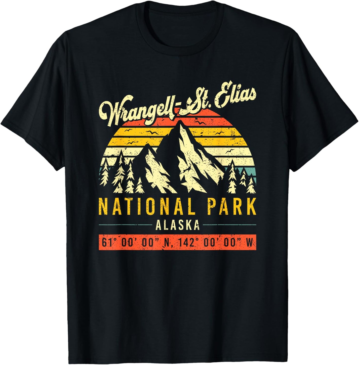 Wrangell St. Elias Vintage Retro Alaska National Park T-Shirt - T-Shirt | Black