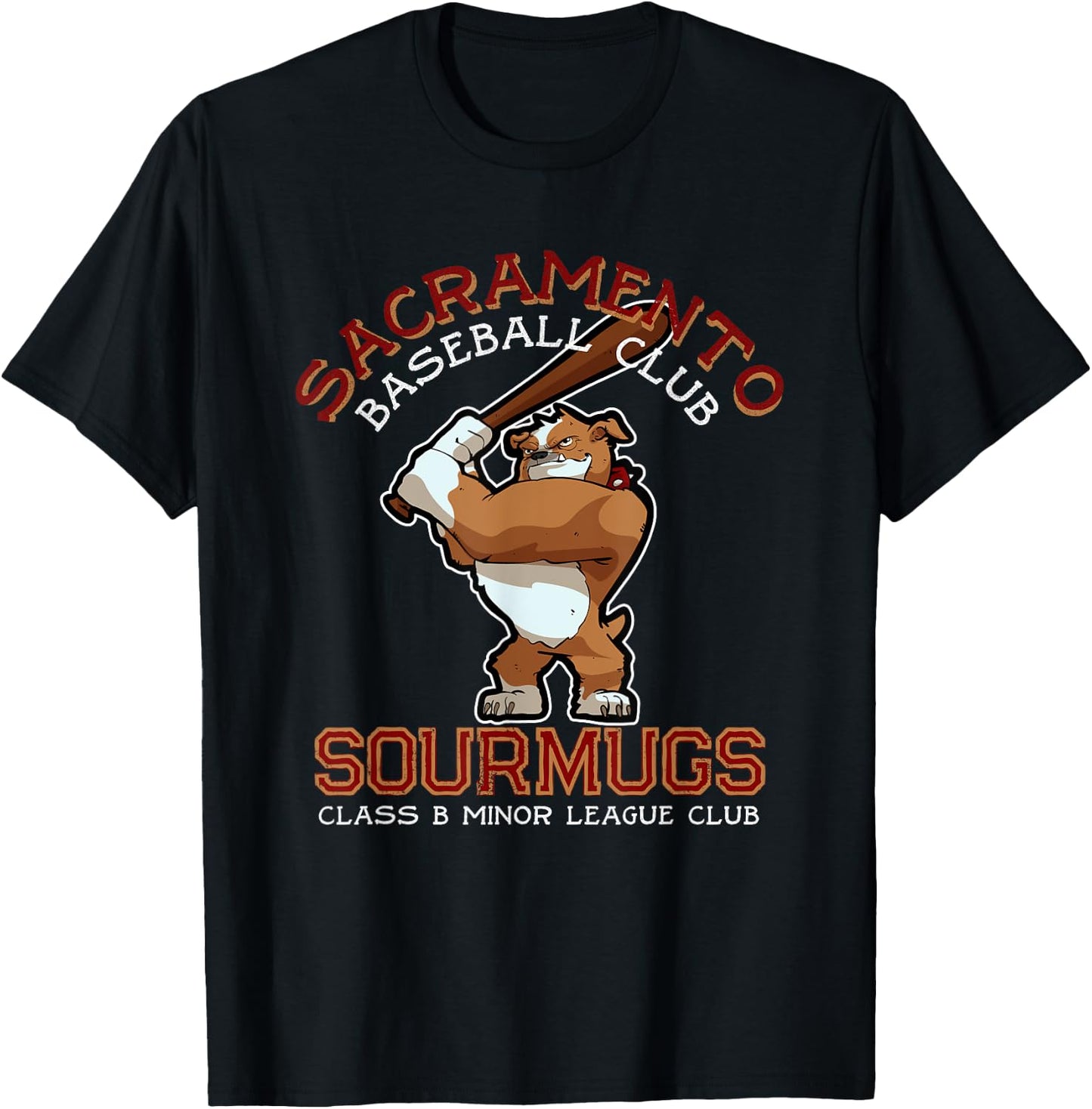 Sacramento Sourmugs Minor League Retro Baseball Team T-Shirt - T-Shirt | Black