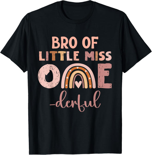 Boho Bro of Miss Onederful 1st Birthday Girl Cute T-Shirt - T-Shirt | Black