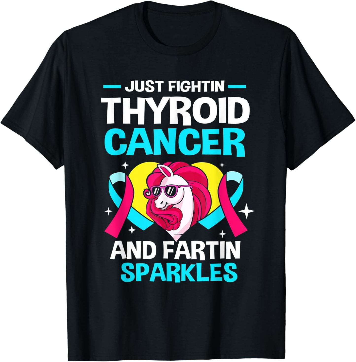 Unicorn Thyroid Cancer Funny Thyroid Cancer Warrior T-Shirt - T-Shirt | Black