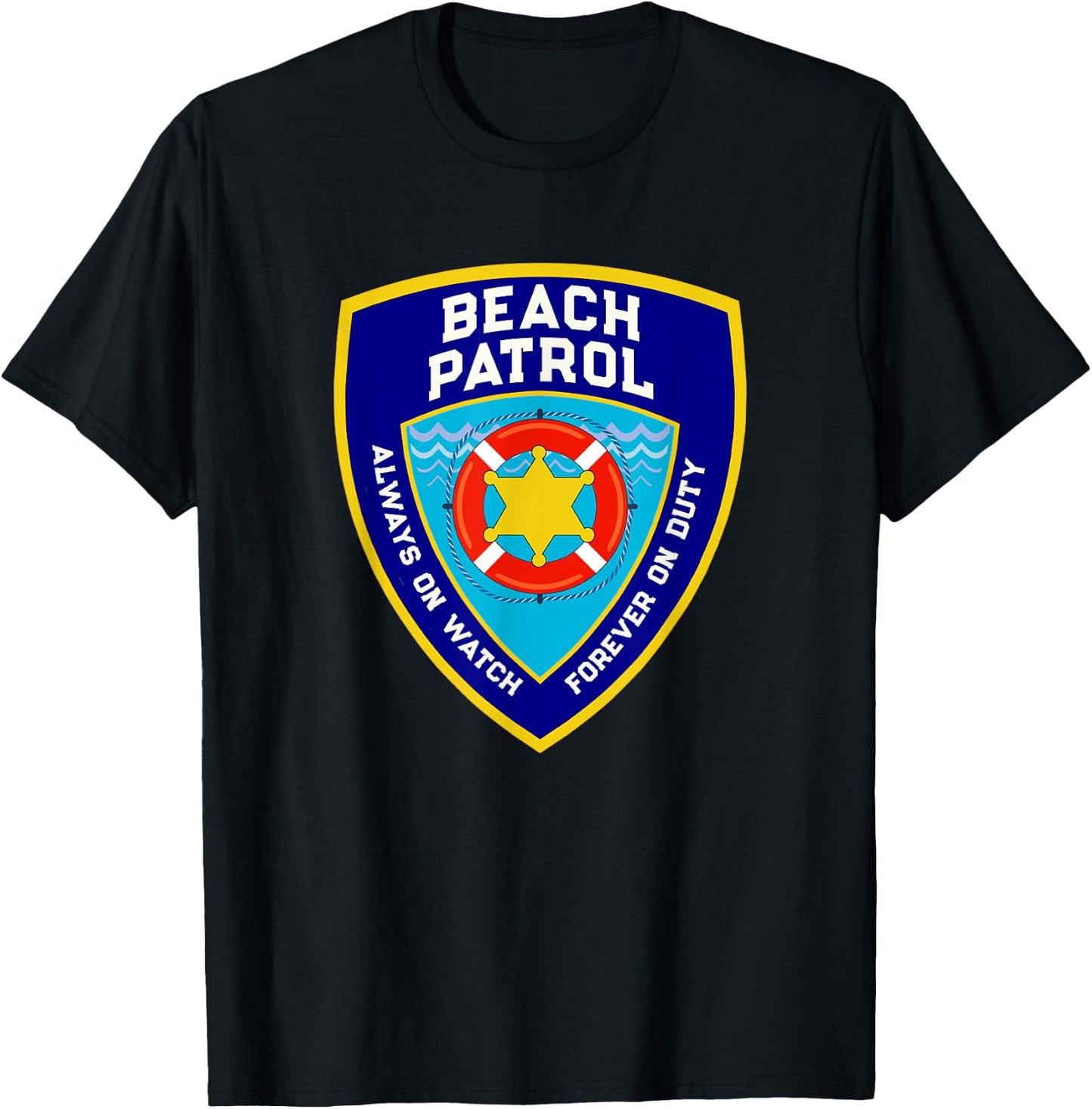 Summer Funny BEACH PATROL Ocean Forever On Duty Lifeguards Women Girls Kids T-Shirt - T-Shirt | Black