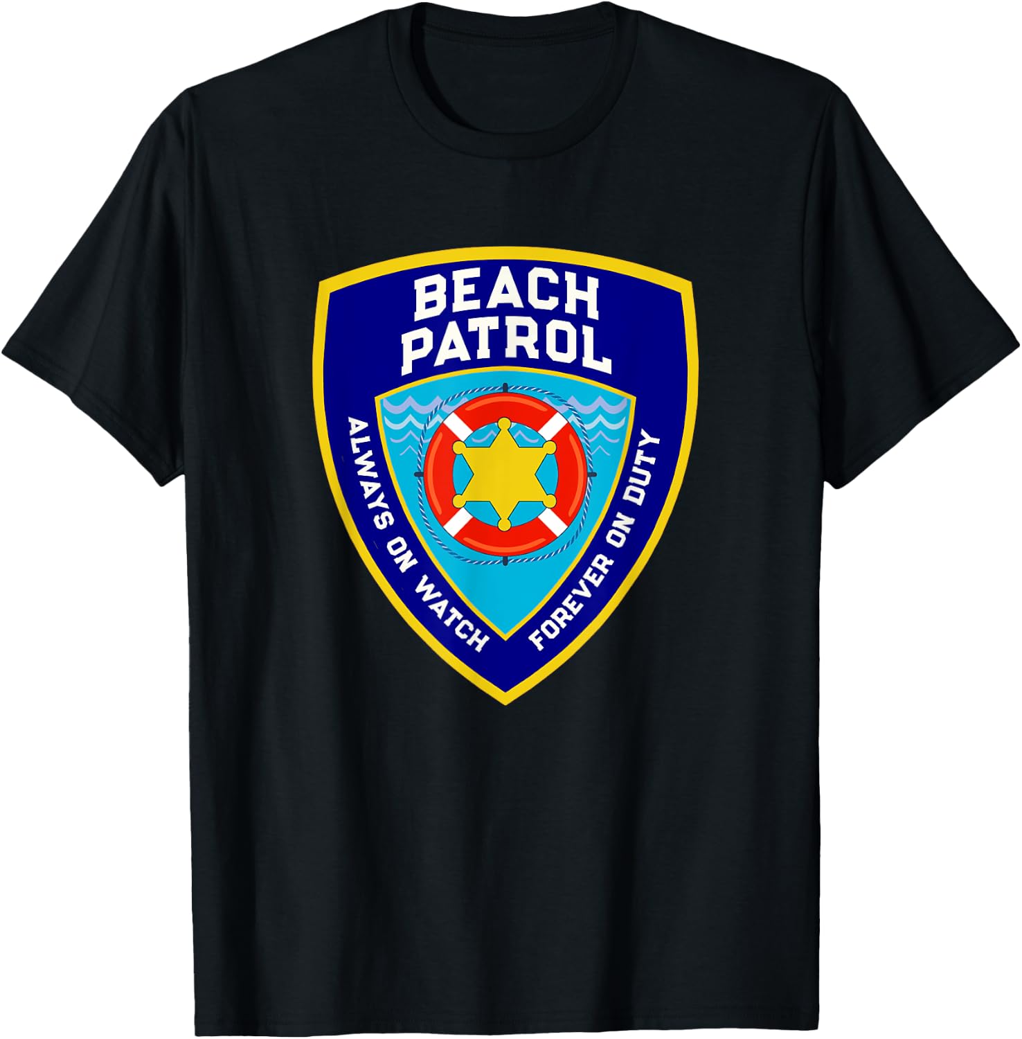 Summer Funny BEACH PATROL Ocean Forever On Duty Lifeguards Women Girls Kids T-Shirt - T-Shirt | Black