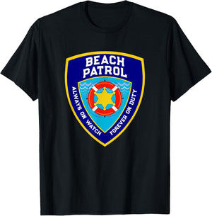 Summer Funny BEACH PATROL Ocean Forever On Duty Lifeguards Women Girls Kids T-Shirt - T-Shirt | Black