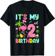 It's My 2nd Birthday Flamingo Shirt Hawaii 2 Yrs Old Girl T-Shirt - T-Shirt | Black