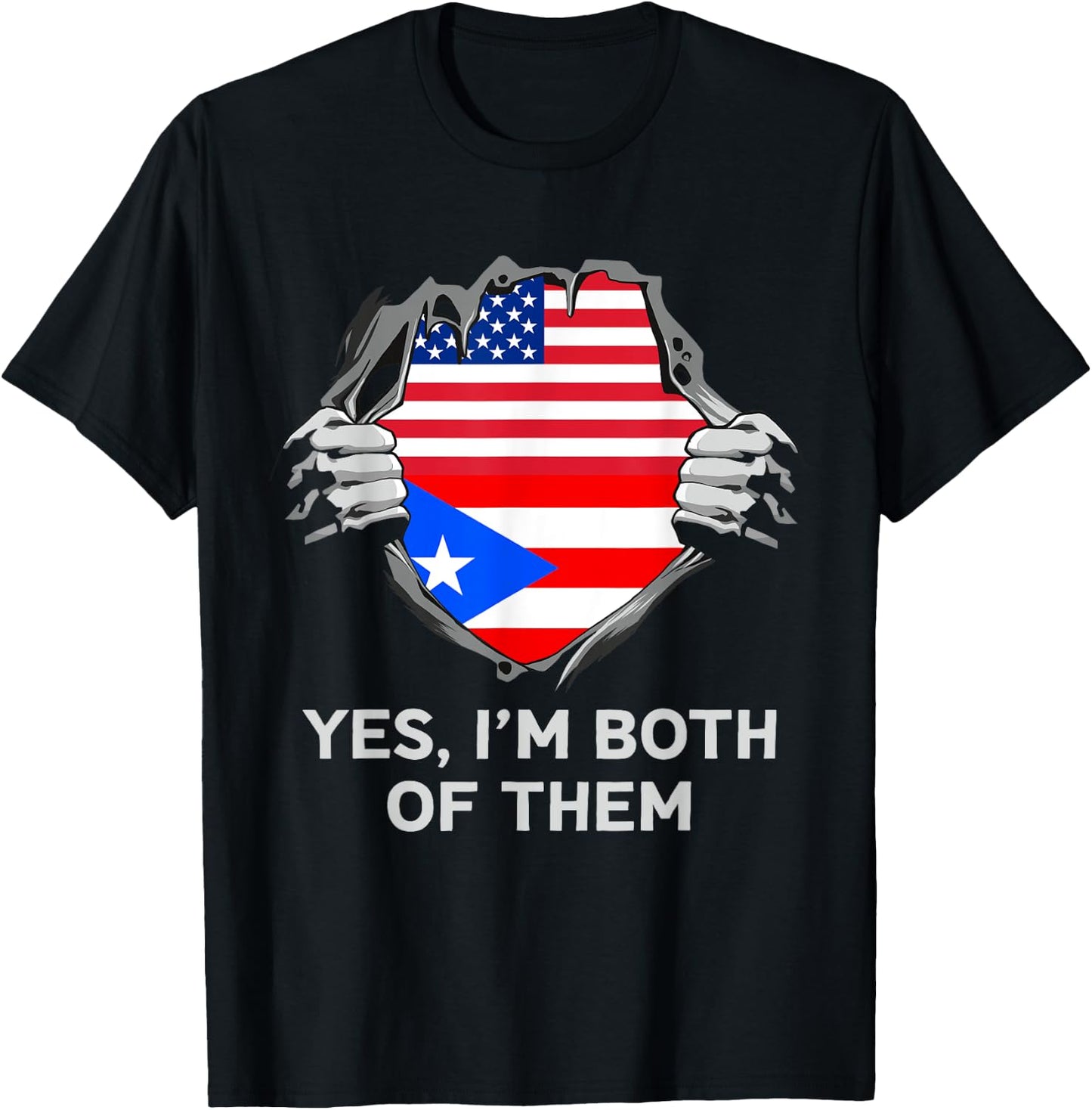 Half American Half Puerto Rican USA Puerto Rico Flag T-Shirt - T-Shirt | Black