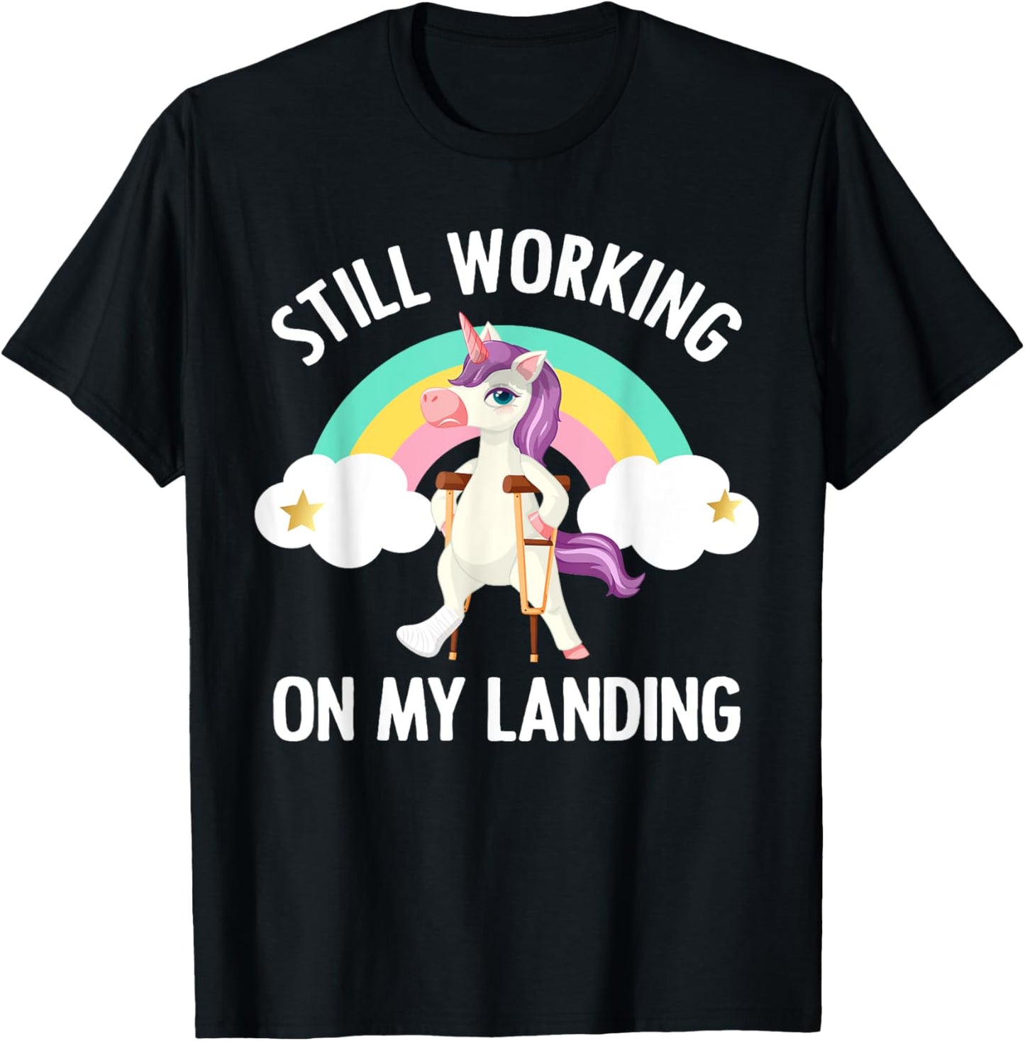 Funny Unicorn Broken Leg Art For Kids Toddlers Injured Foot T-Shirt - T-Shirt | Black