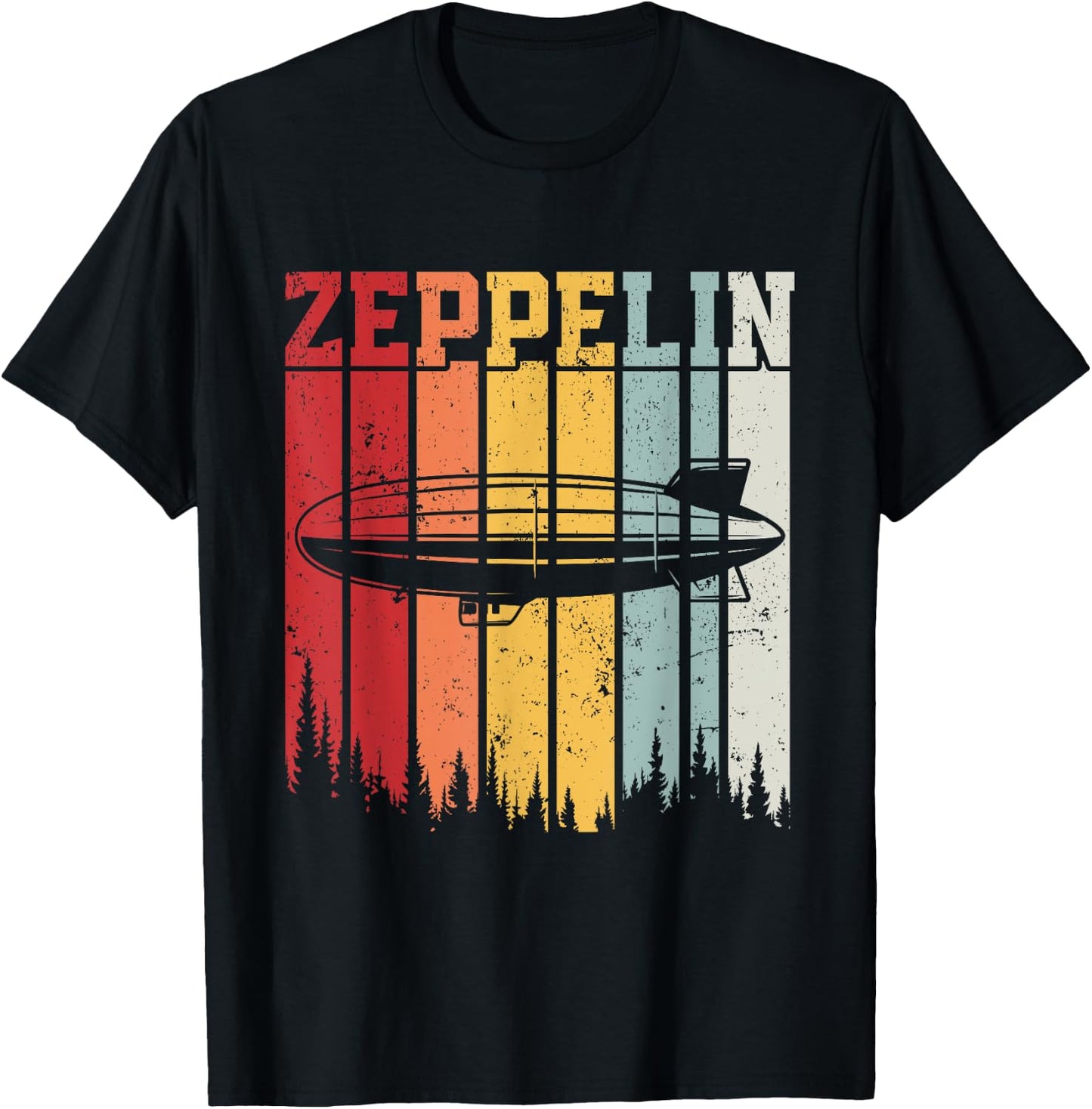 Retro Zeppelin 70s 80s Dirigible Airship Zepelin Zepplin T-Shirt - T-Shirt | Black