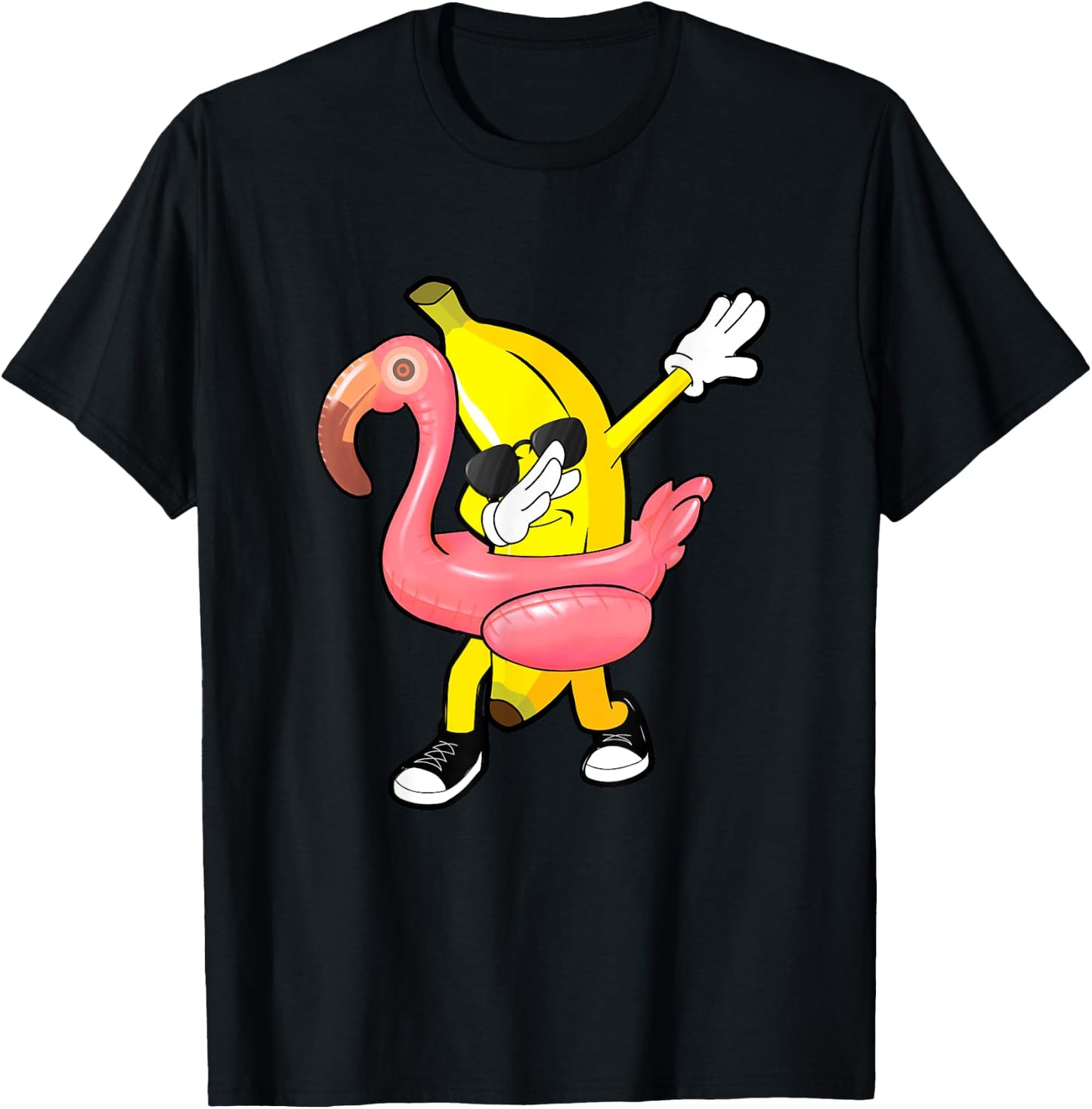 Summer Tropical Fruit Hawaii Dabbing Banana Flamingo Float Women T-Shirt - T-Shirt | Black