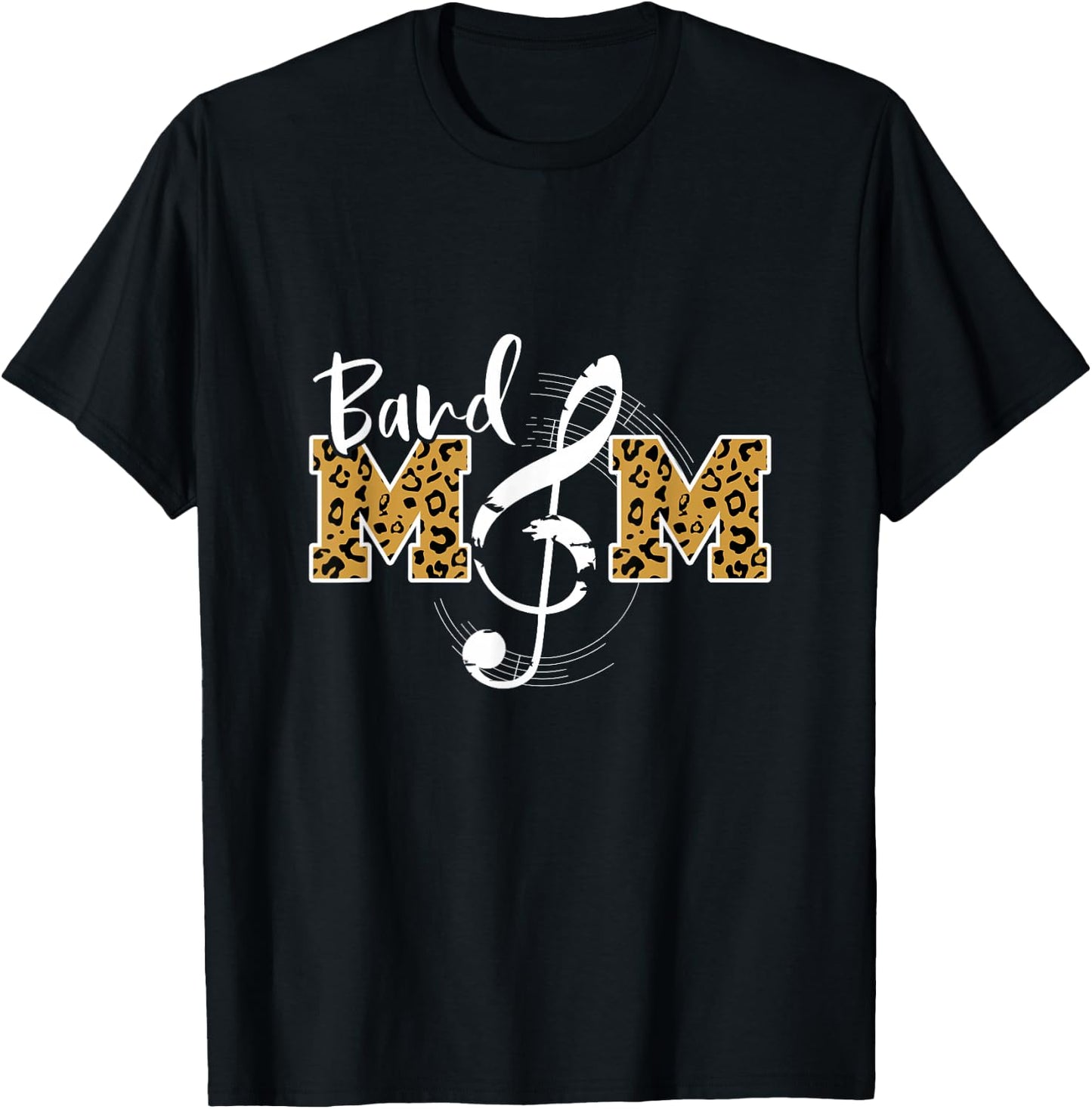 Band Mom Leopard Print Musical Marching Band Mother's Day T-Shirt - T-Shirt | Black