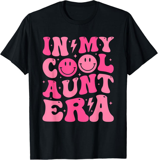 In My Cool Aunt Era Retro Groovy Funny Aunt Mothers Day T-Shirt - T-Shirt | Black