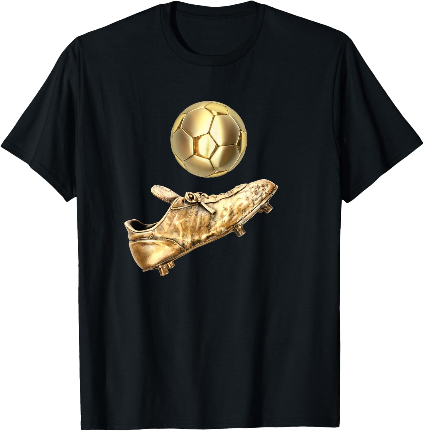Gold Soccer Ball-Retro Vintage Style Soccer Player Cleats T-Shirt - T-Shirt | Black