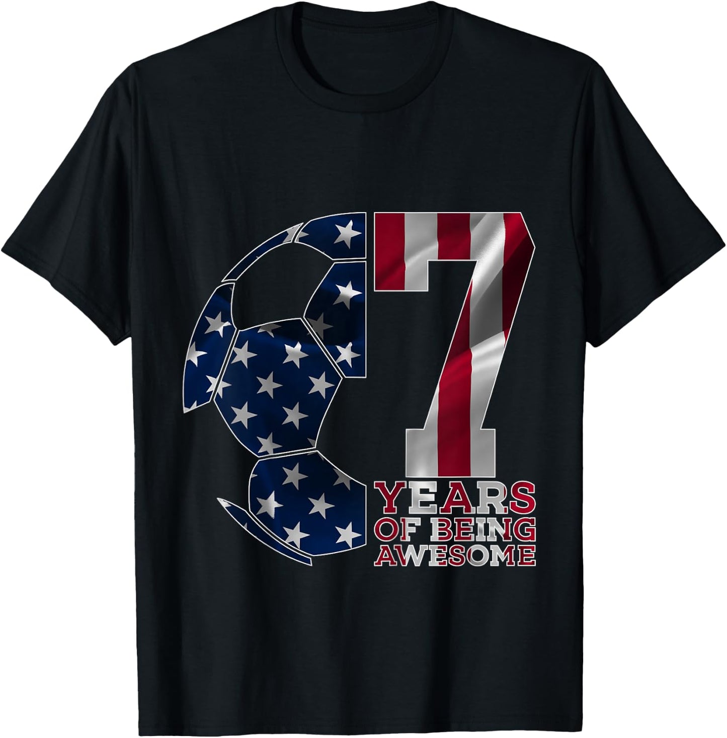 7 Years of Being Awesome Soccer 7th Birthday T-Shirt - T-Shirt | Black