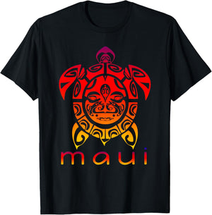 Hawaii Sea Vivid Turtle, Maui Hawaiian T-Shirt - T-Shirt | Black
