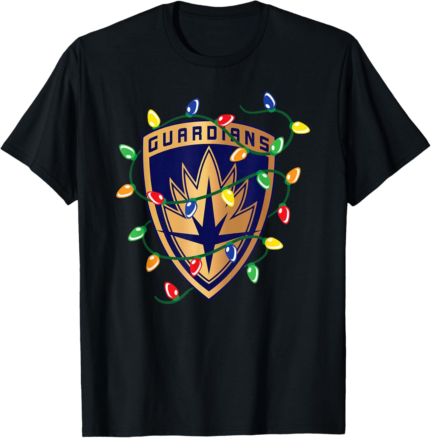 Marvel Guardians of The Galaxy Logo Holiday Christmas Lights T-Shirt - T-Shirt | Black
