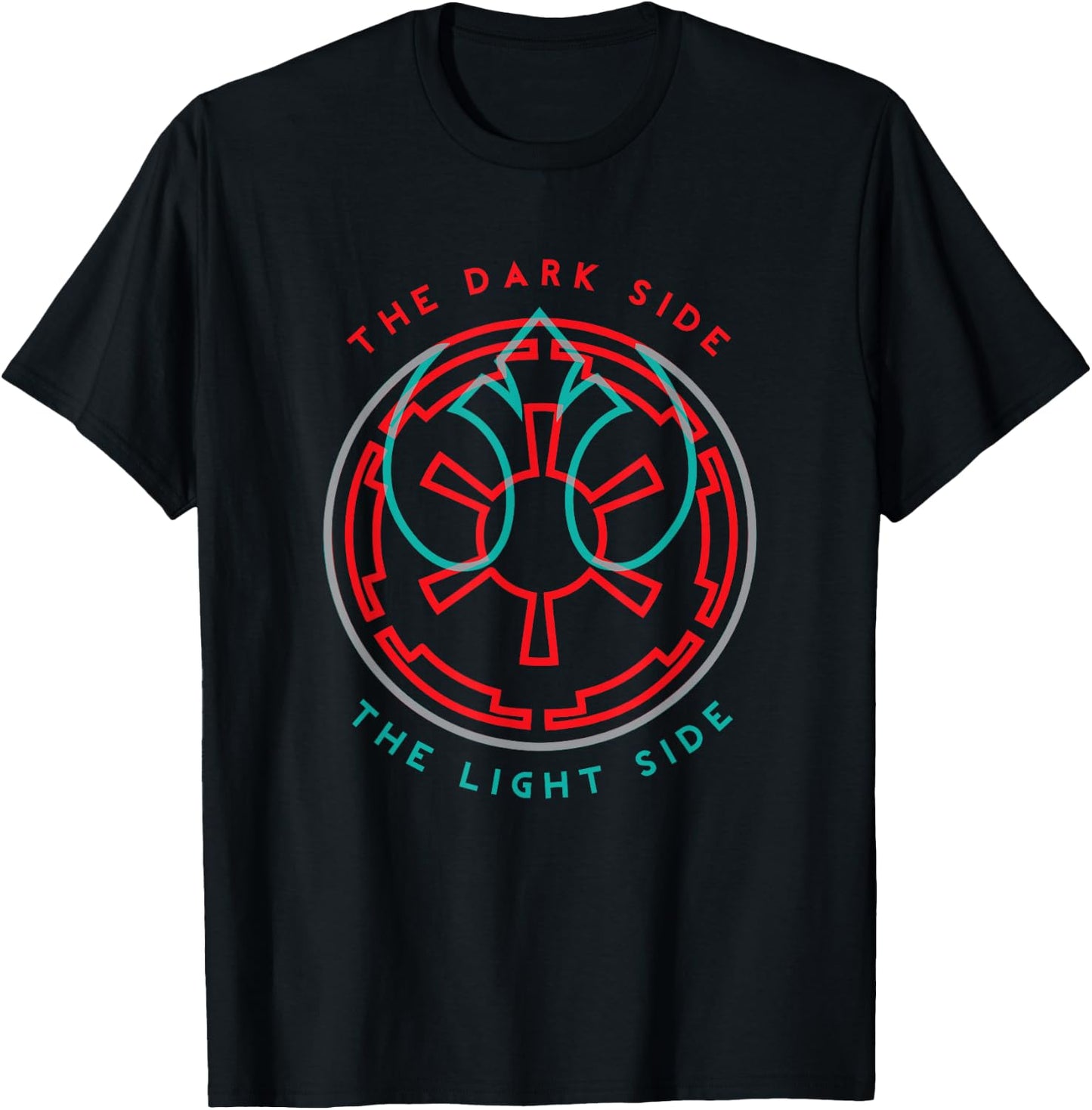 Star Wars The Dark Side And The Light Side Empire Rebel Logo T-Shirt - T-Shirt | Black