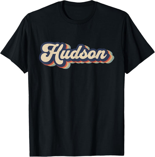 Retro Vintage Hudson Name Personalized T-Shirt - T-Shirt | Black