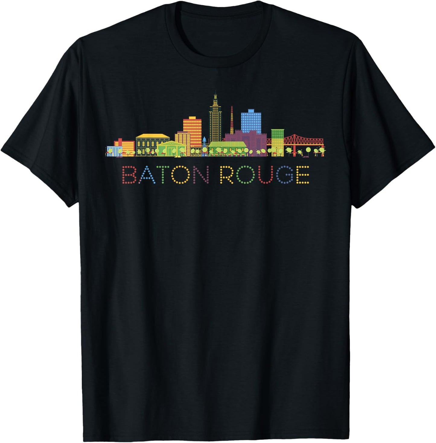 Baton Rouge Skyline Louisiana State New Orleans Mardi Gras T-Shirt - T-Shirt | Black