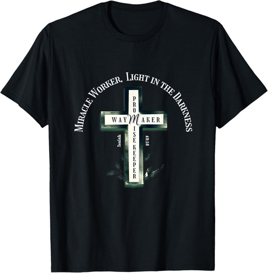 Christian Worship Graphic- Way Maker Promise Isaiah 42:16 T-Shirt - T-Shirt | Black