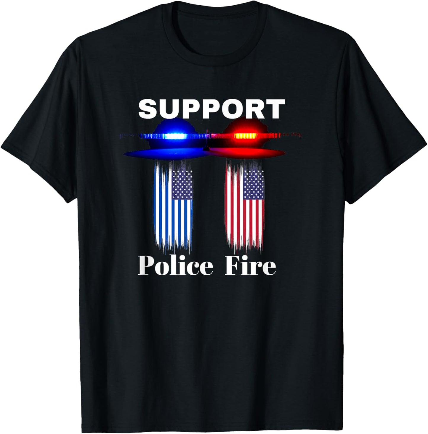 Support Our Police & Fire Departments - 1st responders T-Shirt - T-Shirt | Black
