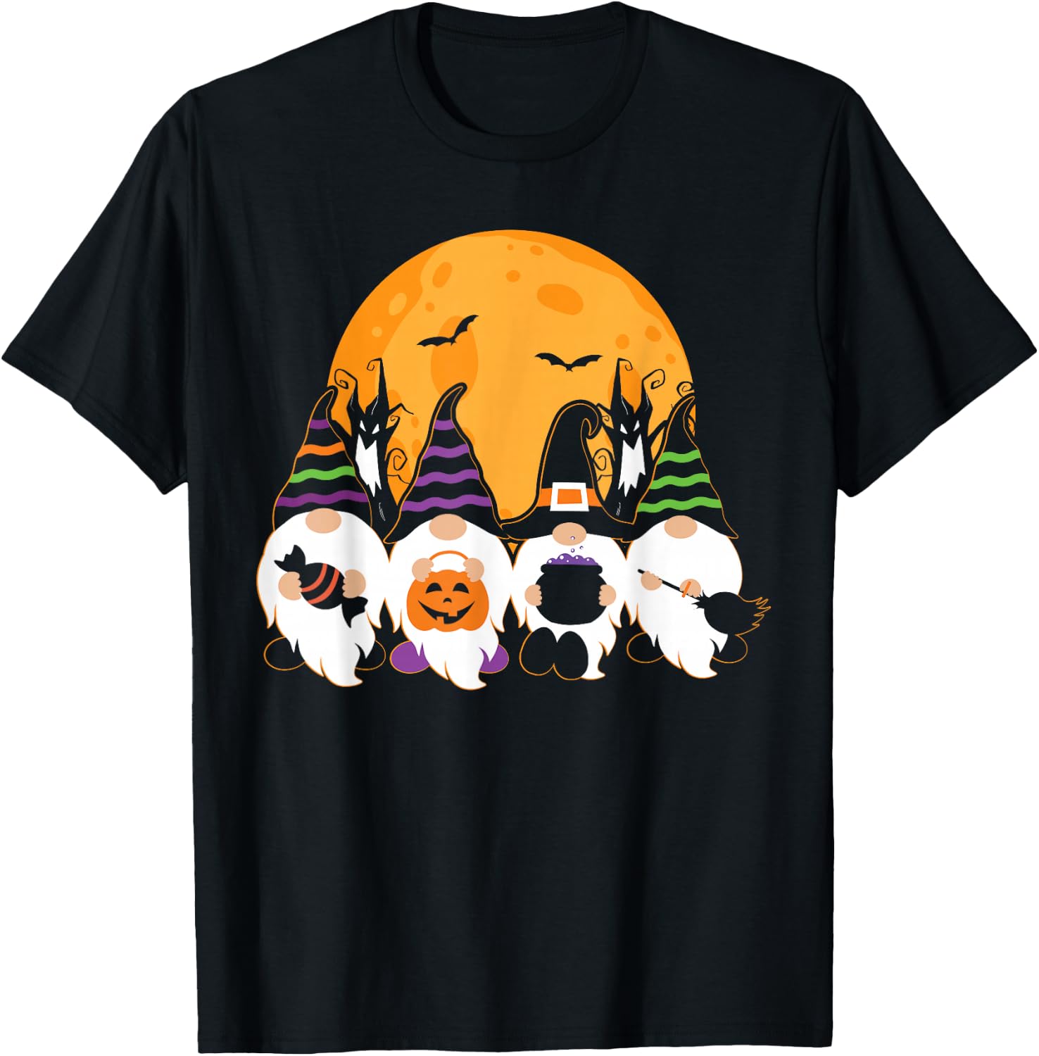 Cute Halloween Gnome Spooky Gardening Trick Or Treat T-Shirt - T-Shirt | Black