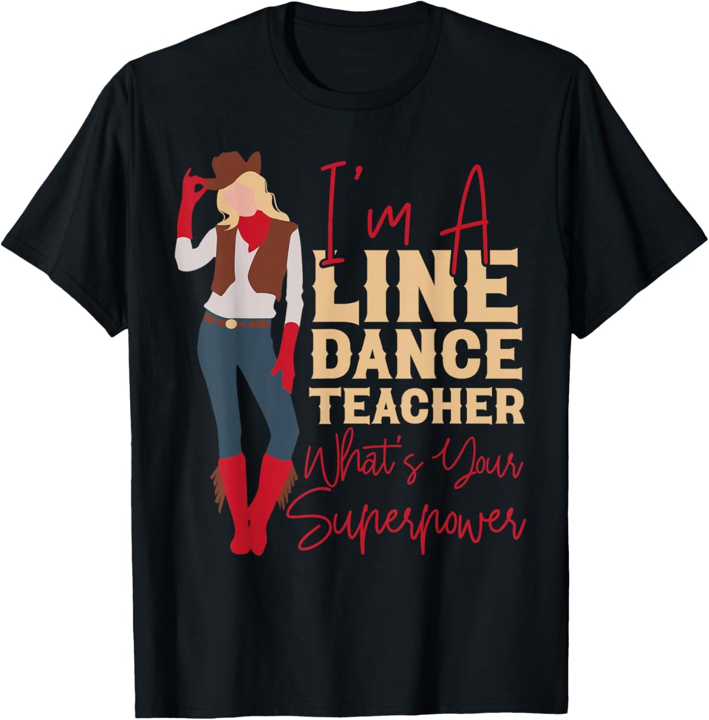 Country Line Dance Dancer HS0 -Adults White Small T-Shirt - T-Shirt | Black