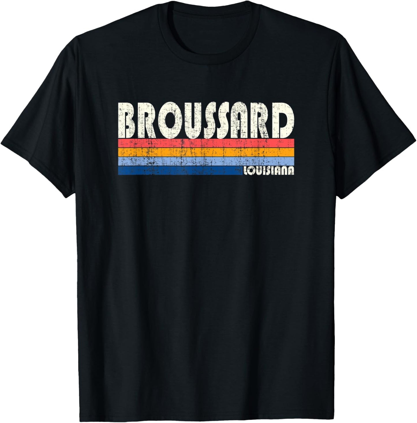 Retro Vintage 70s 80s Style Broussard, Louisiana T-Shirt - T-Shirt | Black