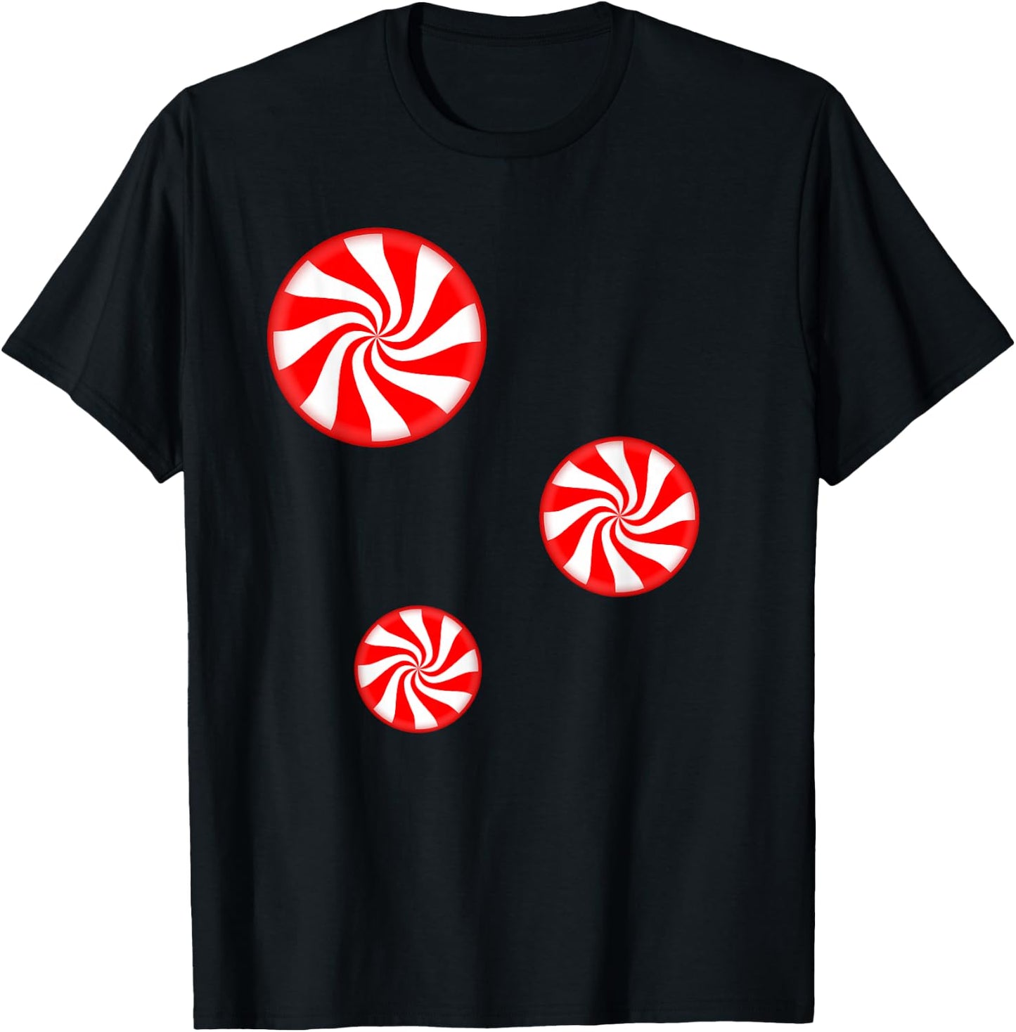 Peppermint Christmas Candy T-Shirt - T-Shirt | Black